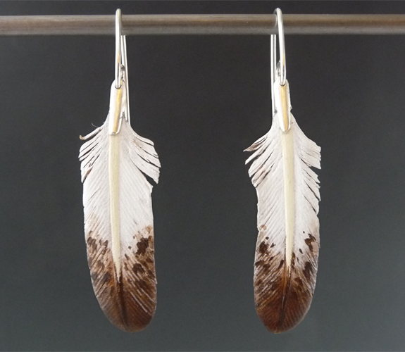 Victoria Elledge - Leather Immature Golden Eagle Feather Earrings